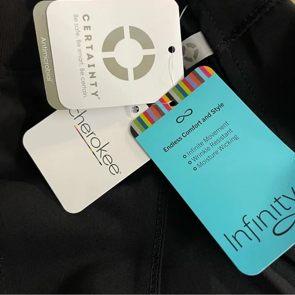 Cherokee Infinity Women's Size XL Black Mid Rise Jogger Scrub Pants NWT - Picture 3 of 10